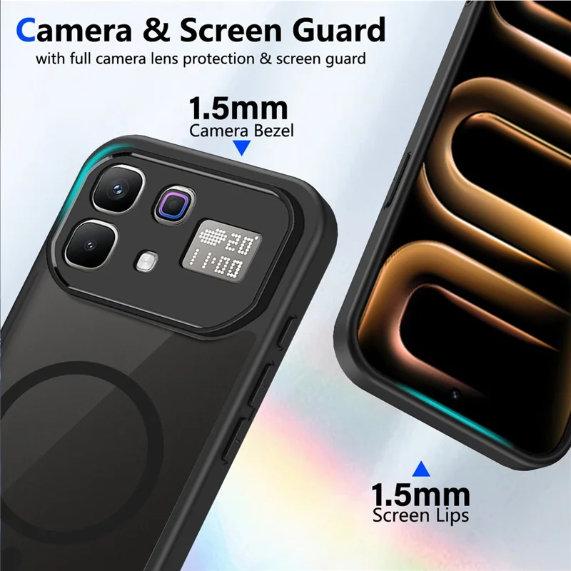 For Infinix Note 60 Pro 5G Magnetic Case Skin Touch Matte PC + TPU Anti-Drop Phone Cover - Black