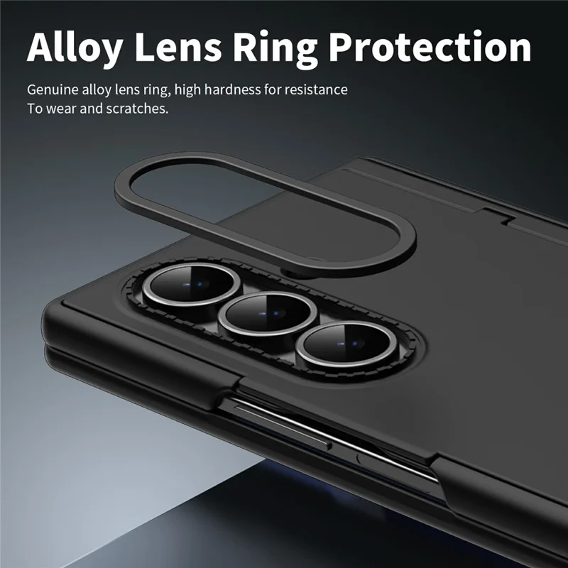 For Samsung Galaxy Z Fold7 5G Case with Tempered Glass Card Holder Stand Wallet Cover - Black