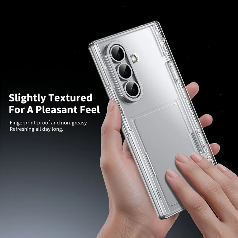 For Samsung Galaxy Z Fold7 5G Case with Tempered Glass Card Holder Stand Wallet Cover - Transparent