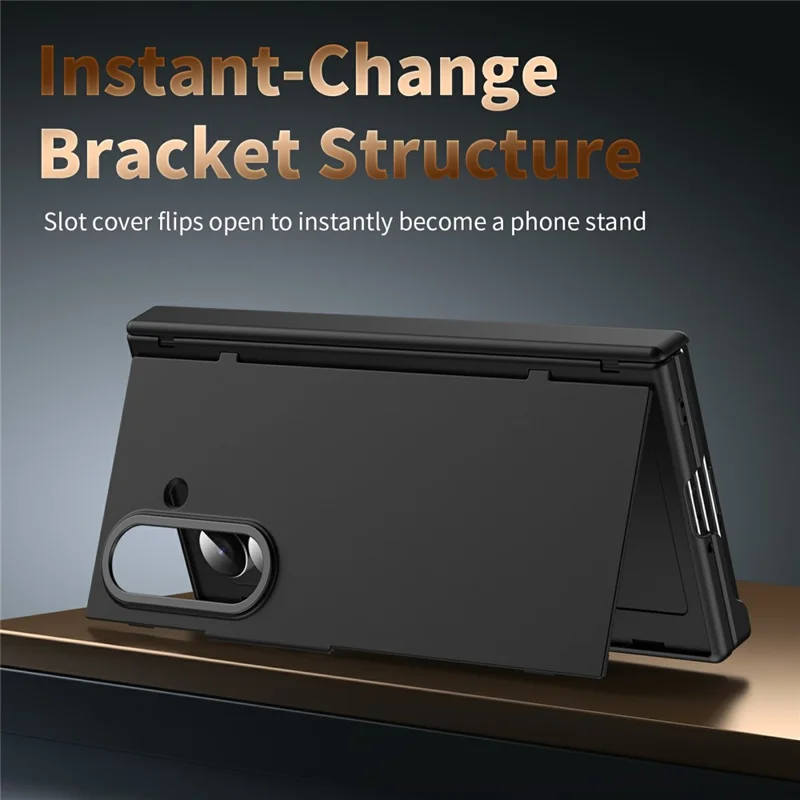 For Samsung Galaxy Z TriFold 5G Case with Tempered Glass Card Holder Stand Wallet Cover - Black