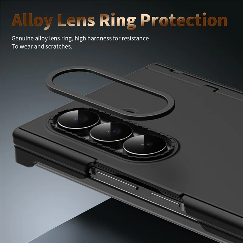 For Samsung Galaxy Z TriFold 5G Case with Tempered Glass Card Holder Stand Wallet Cover - Black