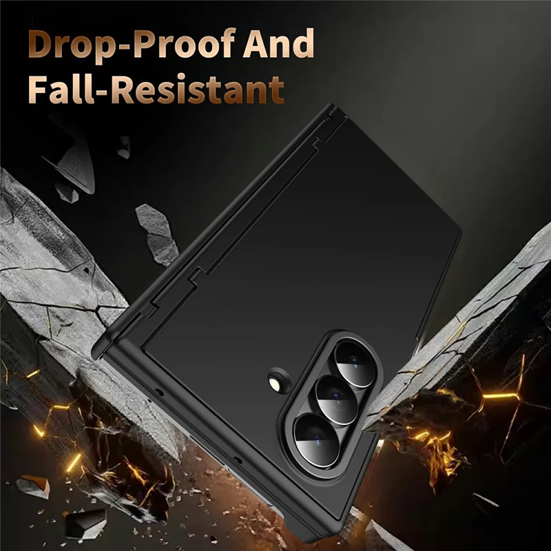 For Samsung Galaxy Z TriFold 5G Case with Tempered Glass Card Holder Stand Wallet Cover - Black