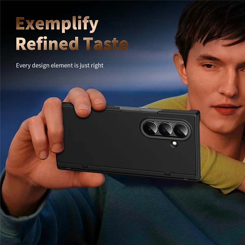 For Samsung Galaxy Z TriFold 5G Case with Tempered Glass Card Holder Stand Wallet Cover - Black