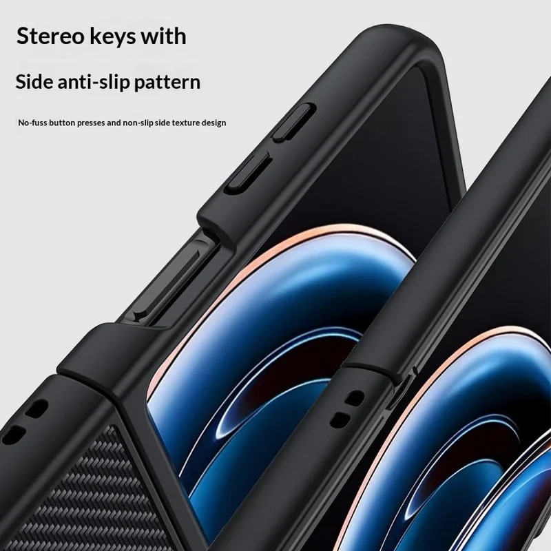 For ZTE nubia Flip3 5G Case Carbon Fiber Texture Leather + PC Anti-Drop Folding Phone Cover - Black