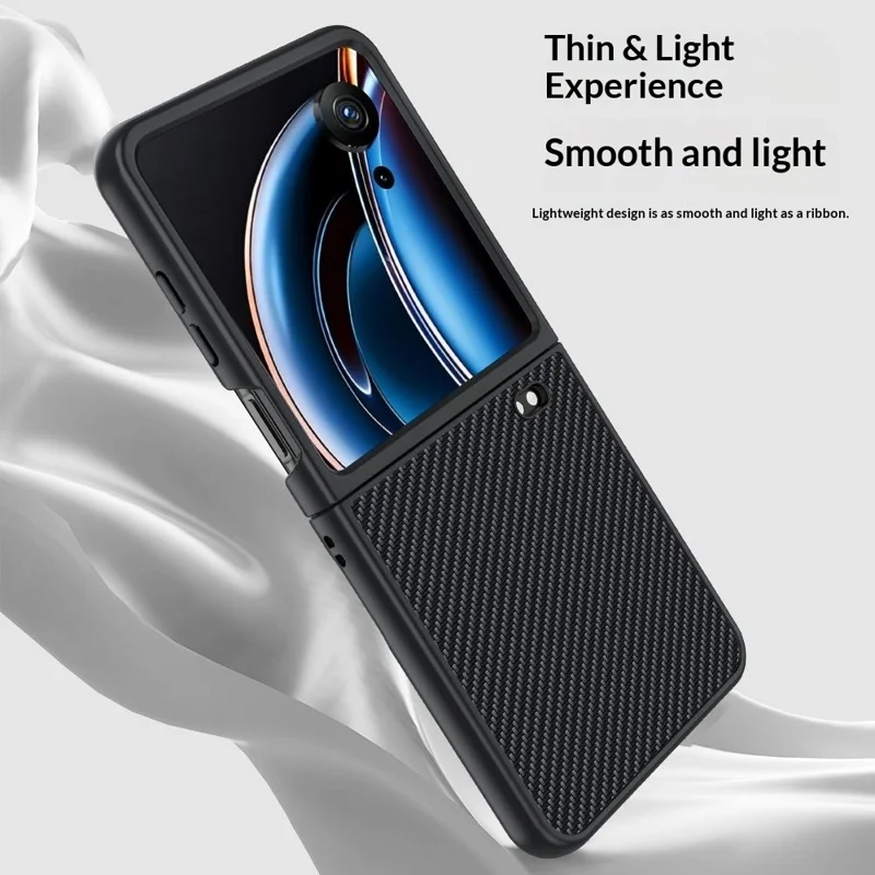For ZTE nubia Flip3 5G Case Carbon Fiber Texture Leather + PC Anti-Drop Folding Phone Cover - Black