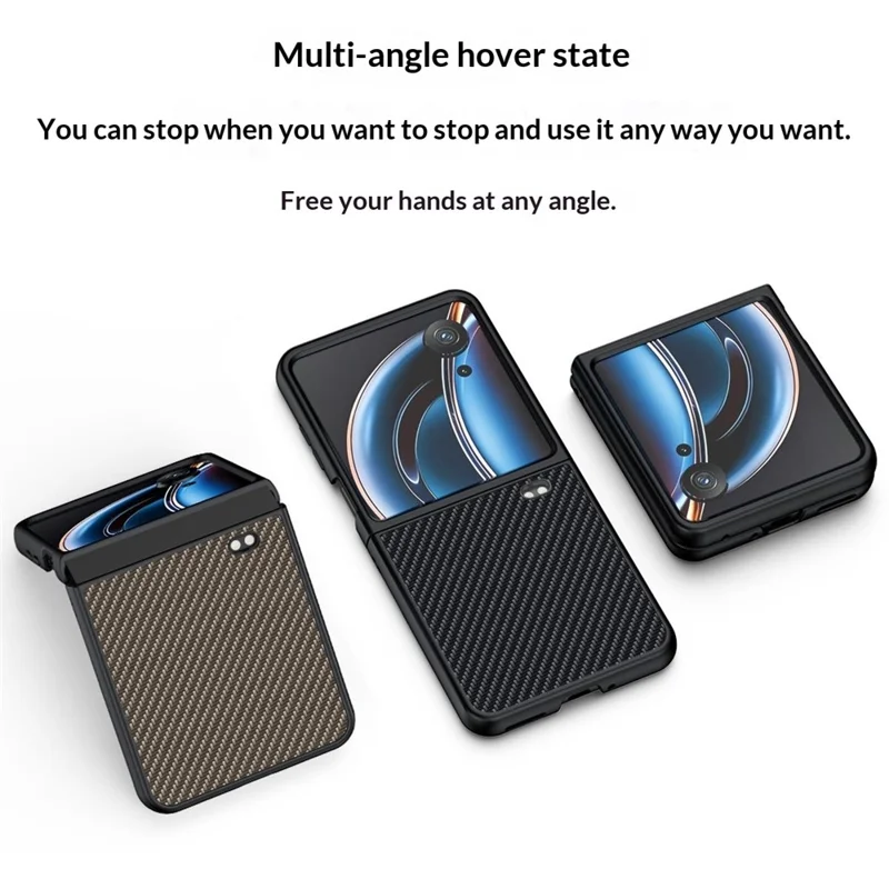 For ZTE nubia Flip3 5G Case Carbon Fiber Texture Leather + PC Anti-Drop Folding Phone Cover - Black