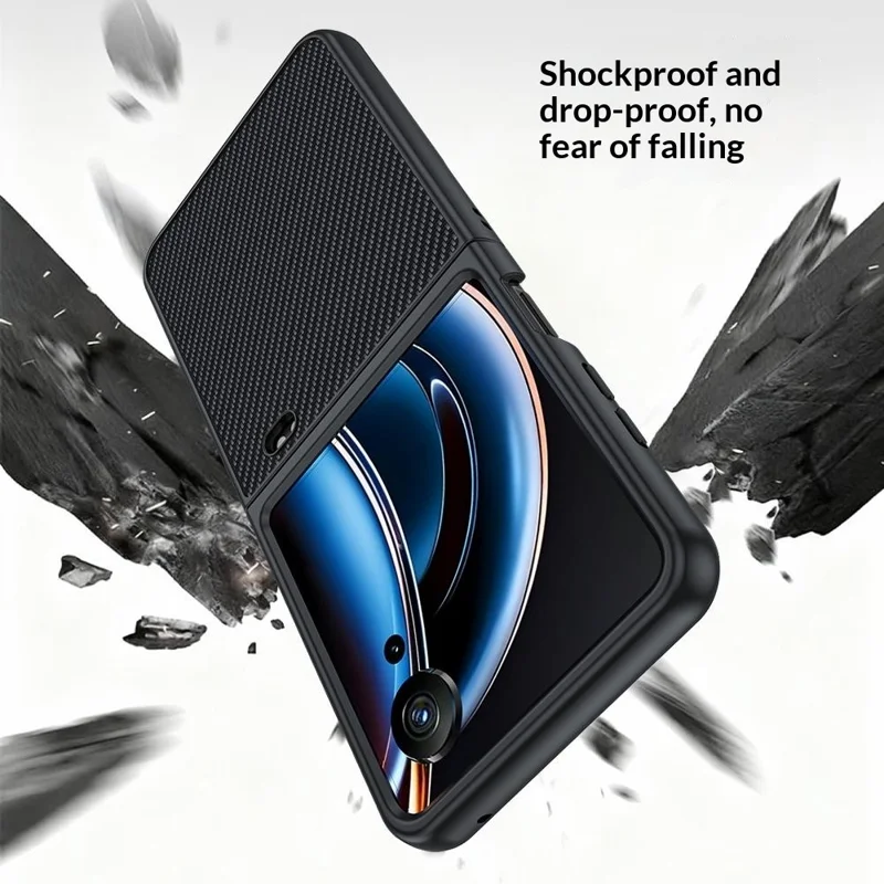 For ZTE nubia Flip3 5G Case Carbon Fiber Texture Leather + PC Anti-Drop Folding Phone Cover - Black