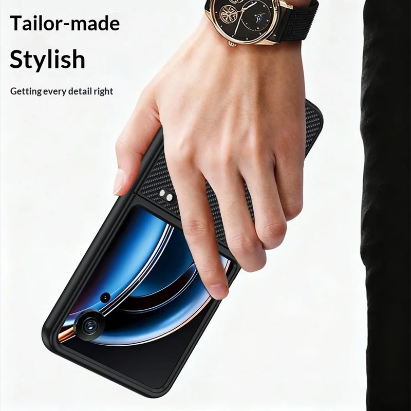 For ZTE nubia Flip3 5G Case Carbon Fiber Texture Leather + PC Anti-Drop Folding Phone Cover - Black