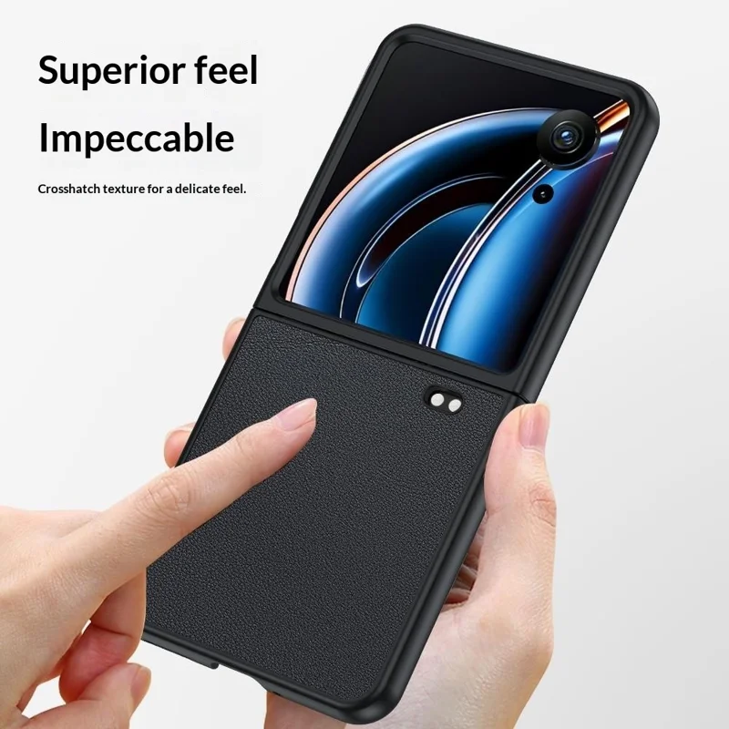 For ZTE nubia Flip3 5G Case PU Leather Coated PC Anti-Drop Folding Phone Cover - Black