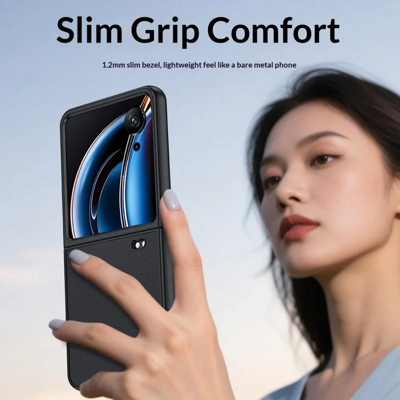 For ZTE nubia Flip3 5G Case PU Leather Coated PC Anti-Drop Folding Phone Cover - Black