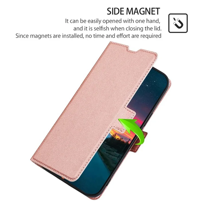For Samsung Galaxy S26+ Case Card Holder PU Leather Phone Cover - Rose Gold