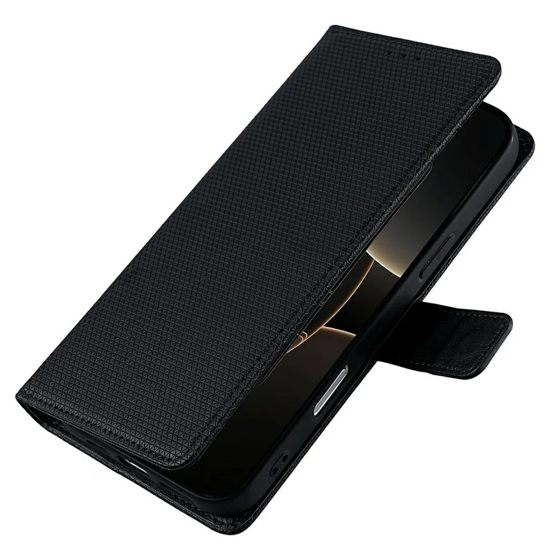 Für Samsung Galaxy S26+ Hülle Dreieckmuster-Prägung Hautfreundliches PU-Leder Handy-Mappenhülle - Schwarz