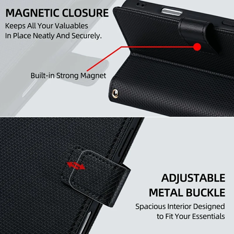 Für Samsung Galaxy S26+ Hülle Dreieckmuster-Prägung Hautfreundliches PU-Leder Handy-Mappenhülle - Schwarz