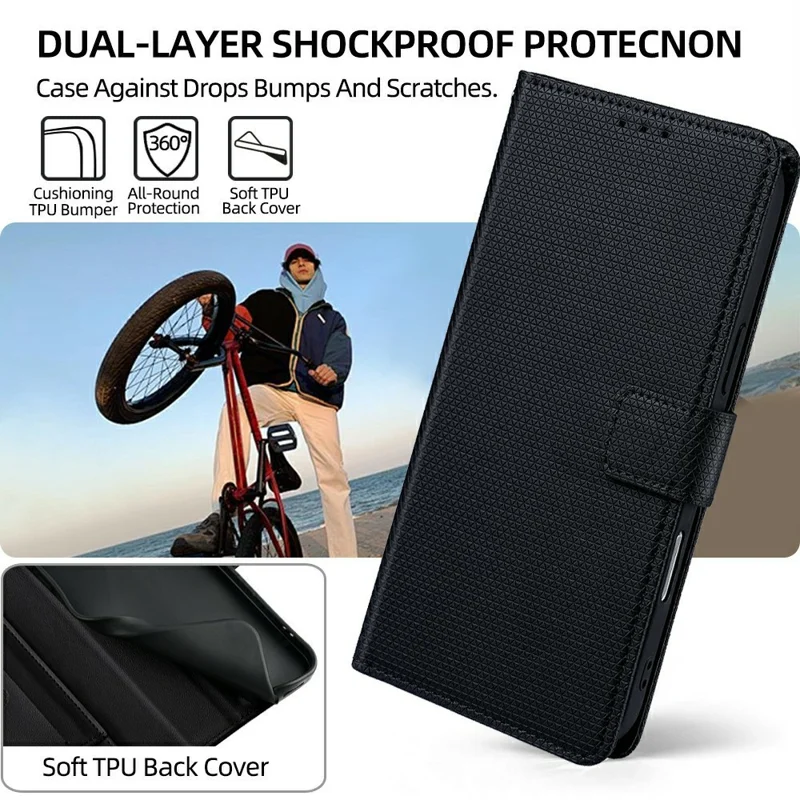 Für Samsung Galaxy S26+ Hülle Dreieckmuster-Prägung Hautfreundliches PU-Leder Handy-Mappenhülle - Schwarz