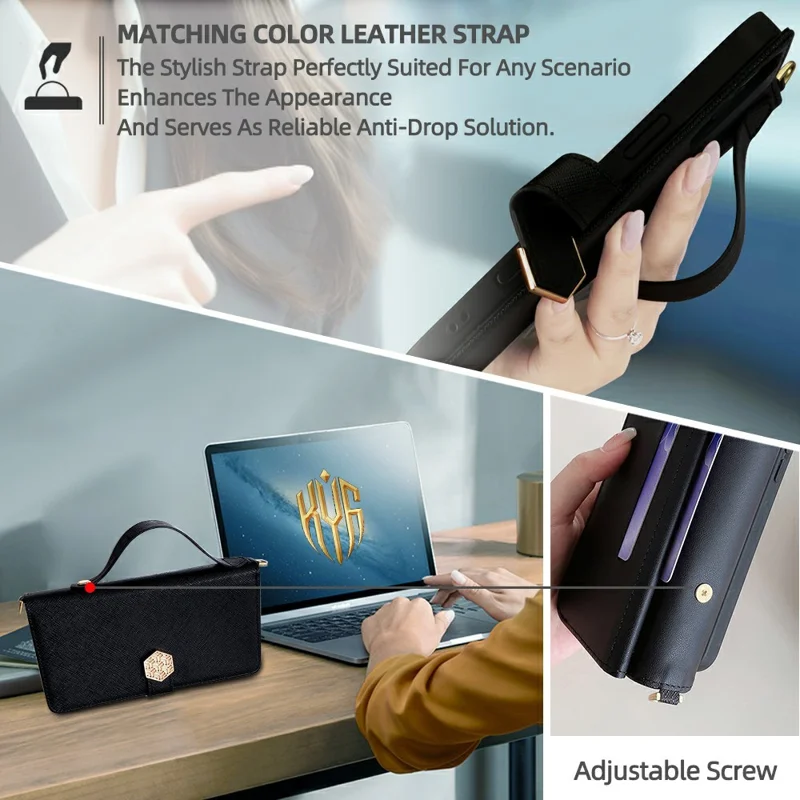 For Samsung Galaxy S26 Case Cross Texture PU Leather + TPU Wallet Phone Cover with Strap - Black