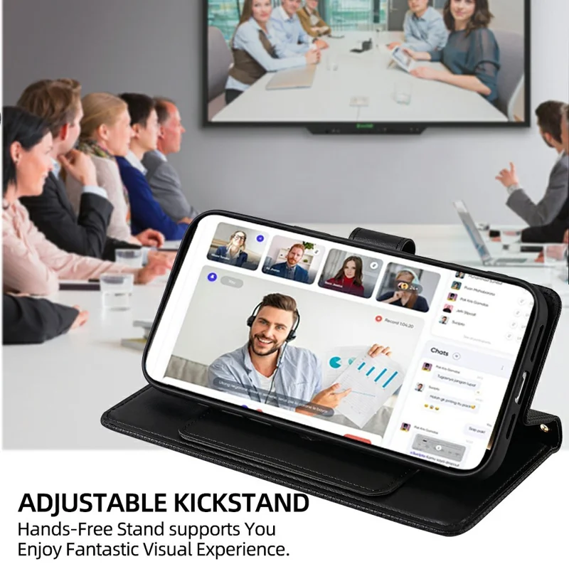 Für Samsung Galaxy S26 Brieftaschenhülle mit Dreieckmuster Stand-Leder-Handyhülle mit Schultergurt - Schwarz