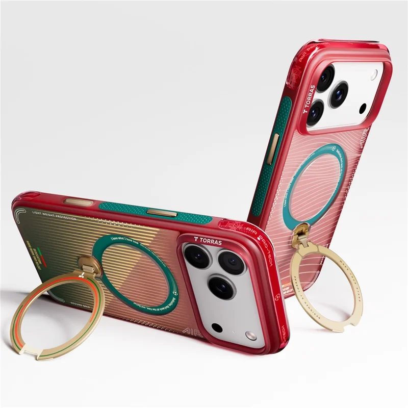 TORRAS Ostand Q3 Air para iPhone 17 Pro Max Funda Magnética con Soporte Giratorio de 360° Funda de TPU y PC, Edición Limitada FPF - Ola de Pasión