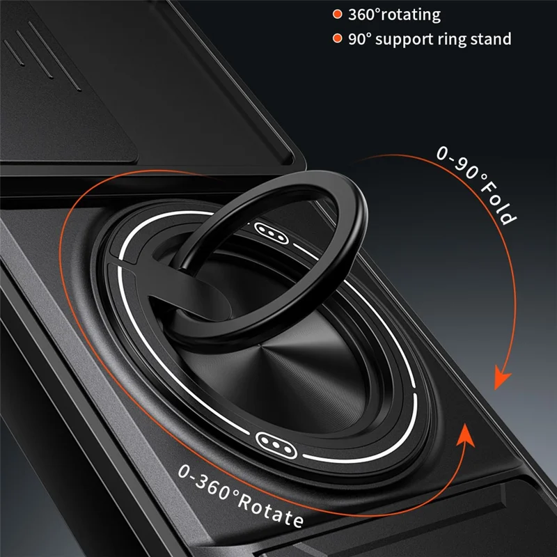 For Xiaomi Poco X8 Pro Max 5G Magnetisk Case med Ringholder og Foldbar Støtte TPU PC Telefonbeskyttelse med Kameraobjektivskydebeslag - Sort