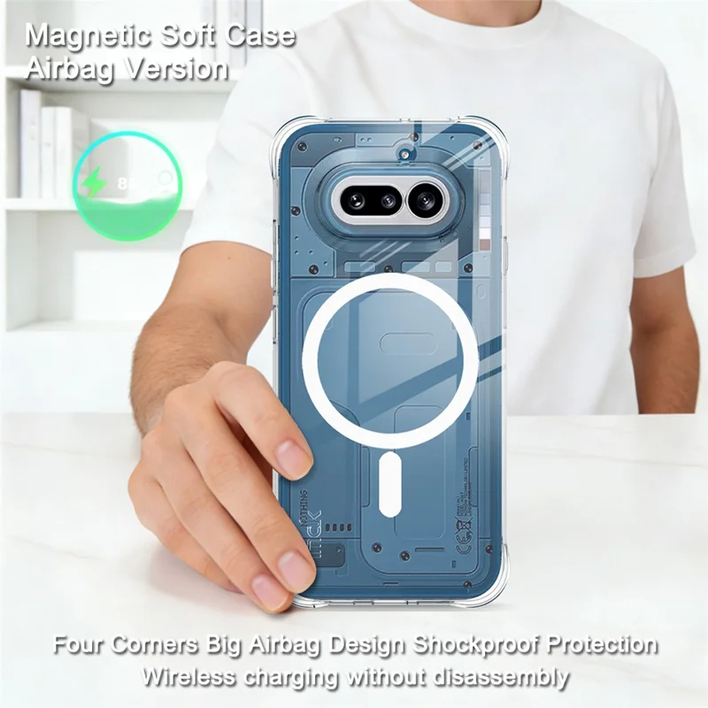 IMAK for Nothing Phone (4a) Magnetic Case Airbag Shockproof Protection TPU Phone Cover - Transparent