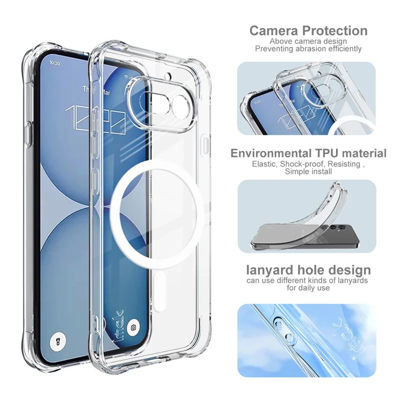 IMAK for Nothing Phone (4a) Magnetic Case Airbag Shockproof Protection TPU Phone Cover - Transparent