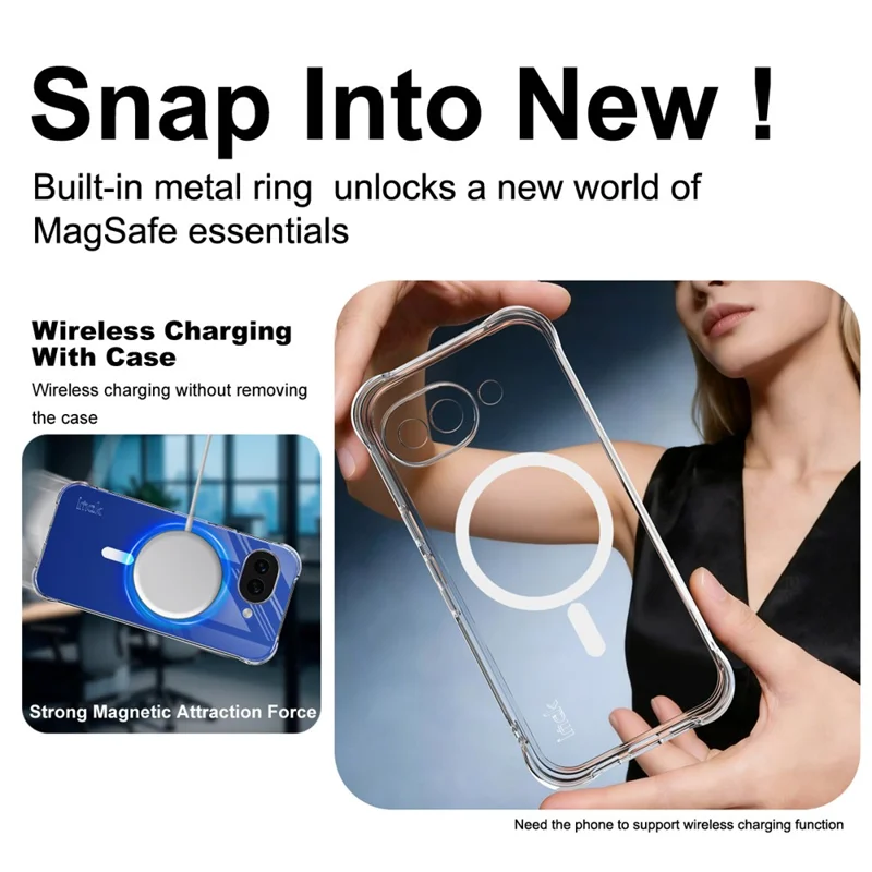 IMAK para Google Pixel 10a Funda Magnética Airbag de Protección Antigolpes - Funda Transparente de TPU