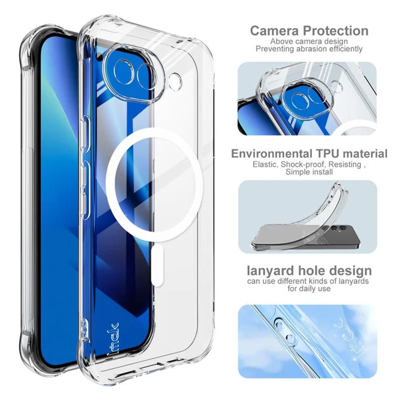 IMAK para Google Pixel 10a Funda Magnética Airbag de Protección Antigolpes - Funda Transparente de TPU