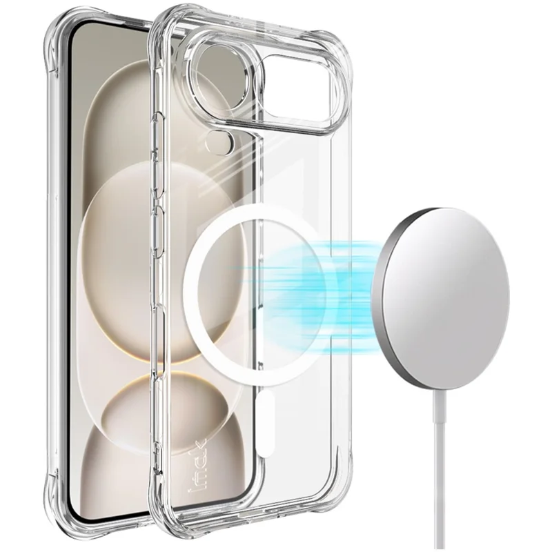 IMAK pour Honor Magic8 Pro Air 5G étui magnétique Airbag de protection antichoc Coque de téléphone en TPU - Transparent