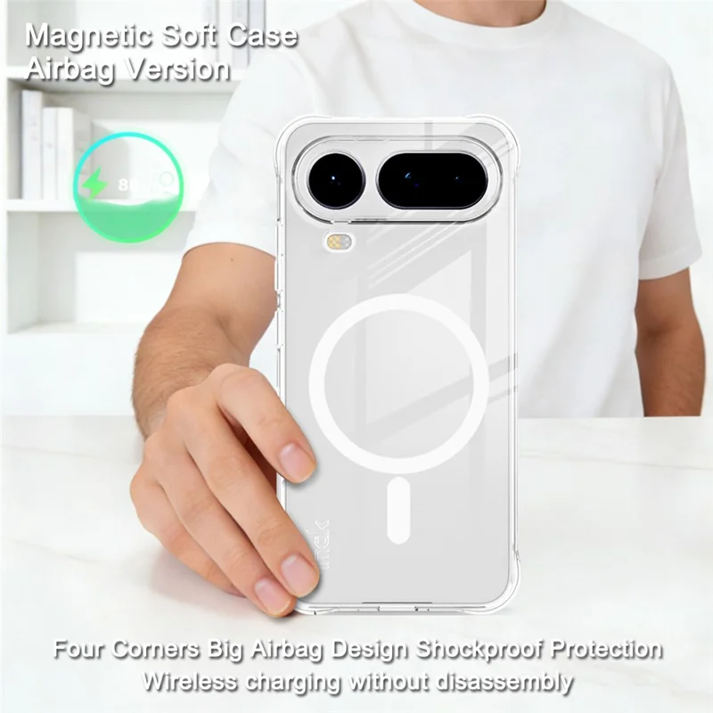 IMAK pour Honor Magic8 Pro Air 5G étui magnétique Airbag de protection antichoc Coque de téléphone en TPU - Transparent