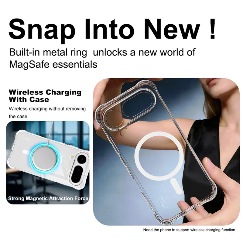 IMAK pour Honor Magic8 Pro Air 5G étui magnétique Airbag de protection antichoc Coque de téléphone en TPU - Transparent