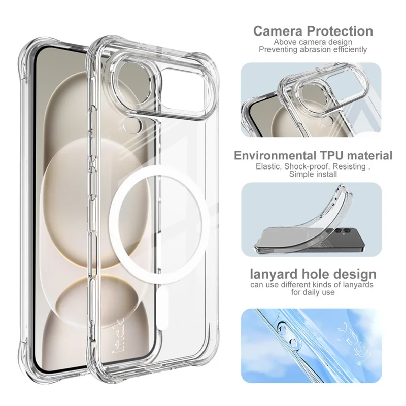 IMAK pour Honor Magic8 Pro Air 5G étui magnétique Airbag de protection antichoc Coque de téléphone en TPU - Transparent