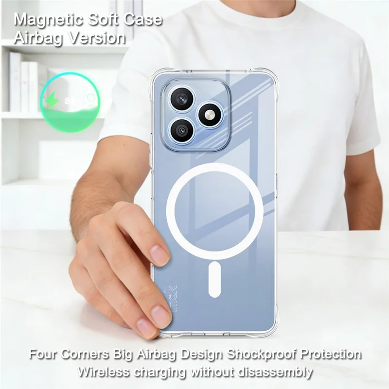 IMAK per Honor X8d 4G Custodia Magnetica Airbag Protettiva Antiurto in TPU - Trasparente