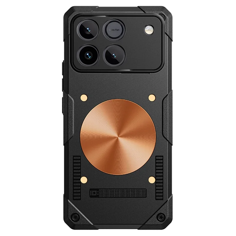 For Honor Win 5G Case Copper Heat Dissipation TPU + Metal Cooling Phone Cover Support Magnetic Car Mount - Black