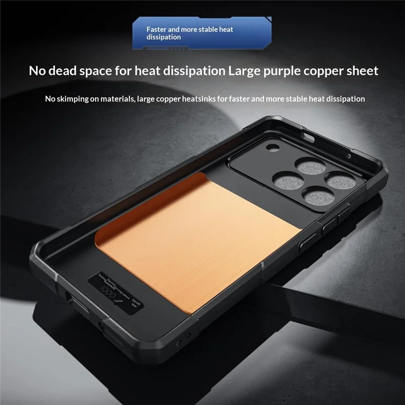 For Honor Win 5G Case Copper Heat Dissipation TPU + Metal Cooling Phone Cover Support Magnetic Car Mount - Black