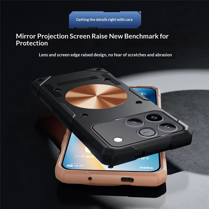 For Honor Win 5G Case Copper Heat Dissipation TPU + Metal Cooling Phone Cover Support Magnetic Car Mount - Black