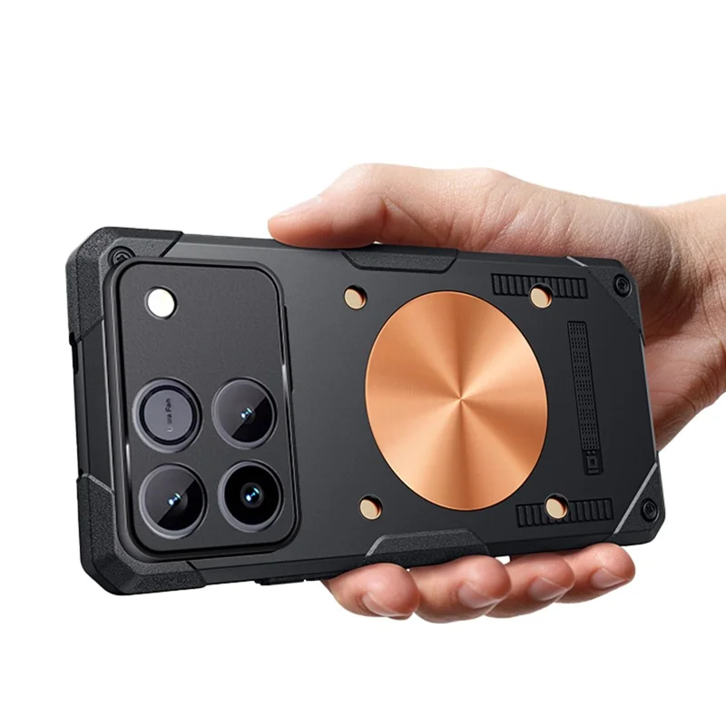 For Honor Win 5G Case Copper Heat Dissipation TPU + Metal Cooling Phone Cover Support Magnetic Car Mount - Black