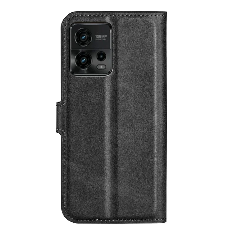 Для Motorola Moto G72 4G Противоударный телефонный чехол с кожаной текстурой, с подставкой и бумажником, с магнитной застежкой - Черный