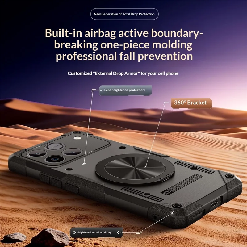 Magnetische Case voor Honor Win 5G met 360° Draaibare Ringstandaard TPU Telefoonhoes - Zwart