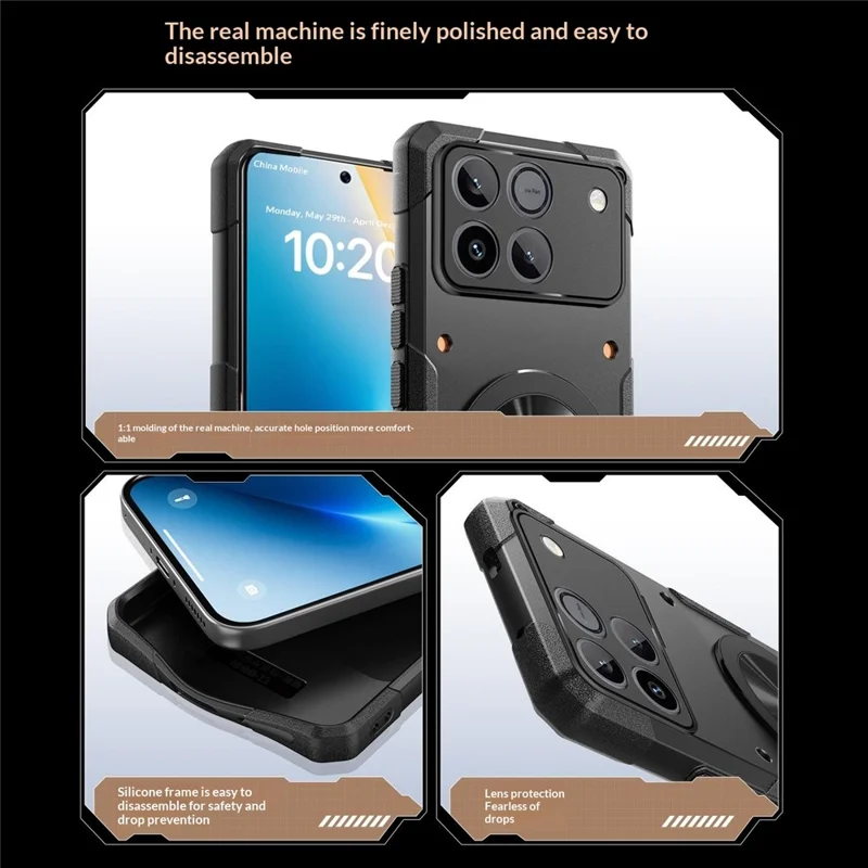 Magnetische Case voor Honor Win 5G met 360° Draaibare Ringstandaard TPU Telefoonhoes - Zwart