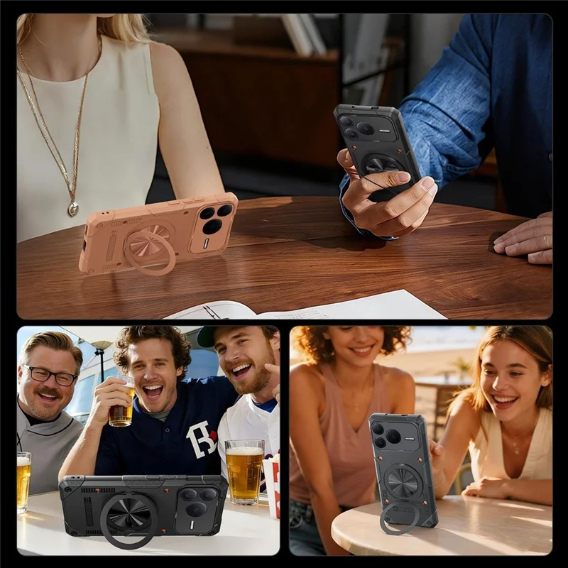 Funda magnética Honor Power2 5G con anillo giratorio de 360° y soporte TPU para teléfono - Negro