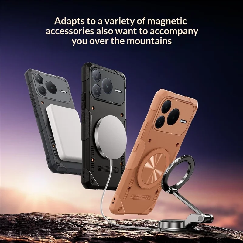 Funda magnética Honor Power2 5G con anillo giratorio de 360° y soporte TPU para teléfono - Negro