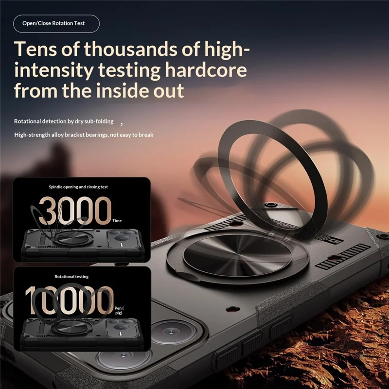 Funda magnética Honor Power2 5G con anillo giratorio de 360° y soporte TPU para teléfono - Negro