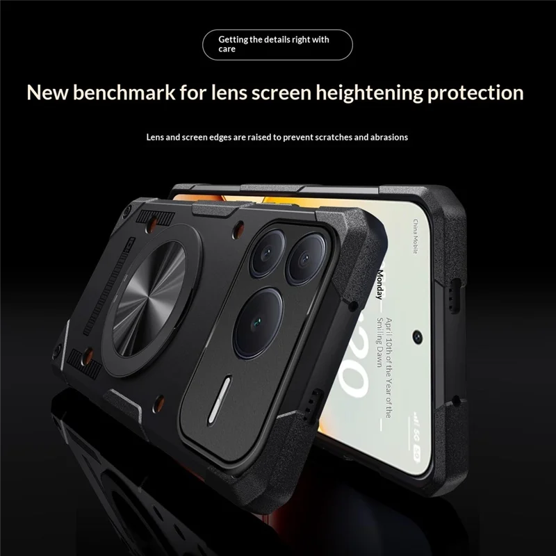 Funda magnética Honor Power2 5G con anillo giratorio de 360° y soporte TPU para teléfono - Negro