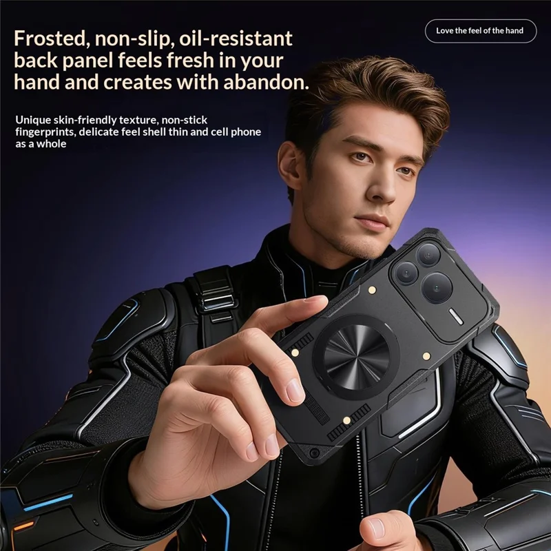 Funda magnética Honor Power2 5G con anillo giratorio de 360° y soporte TPU para teléfono - Negro