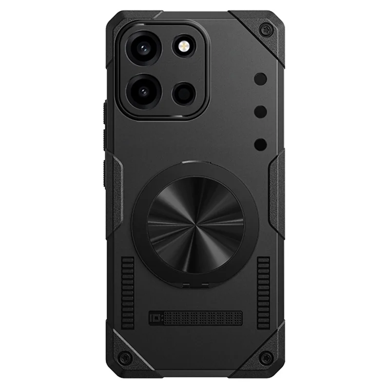For OnePlus Turbo 6 5G Magnetic Case 360° Rotating Ring Kickstand TPU Phone Cover - Black