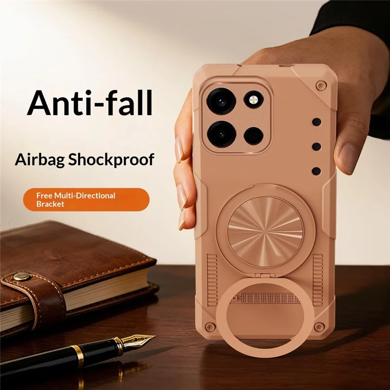 For OnePlus Turbo 6 5G Magnetic Case 360° Rotating Ring Kickstand TPU Phone Cover - Black