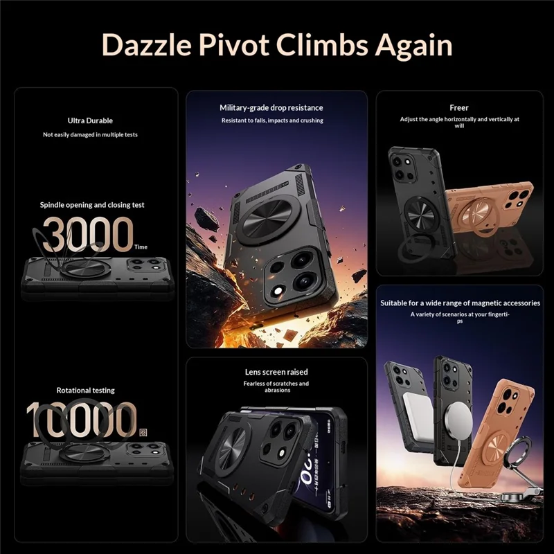 For OnePlus Turbo 6 5G Magnetic Case 360° Rotating Ring Kickstand TPU Phone Cover - Black