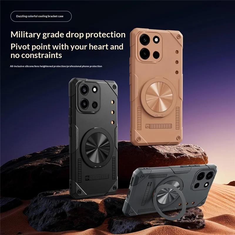 For OnePlus Turbo 6 5G Magnetic Case 360° Rotating Ring Kickstand TPU Phone Cover - Black