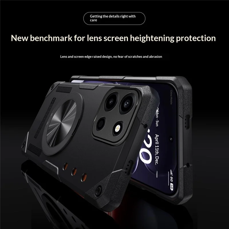 For OnePlus Turbo 6 5G Magnetic Case 360° Rotating Ring Kickstand TPU Phone Cover - Black