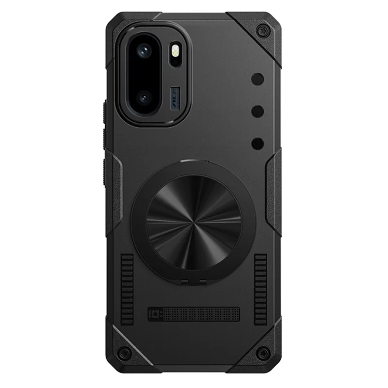 For OnePlus Ace 6 5G Magnetic Case 360° Rotating Ring Kickstand TPU Phone Cover - Black