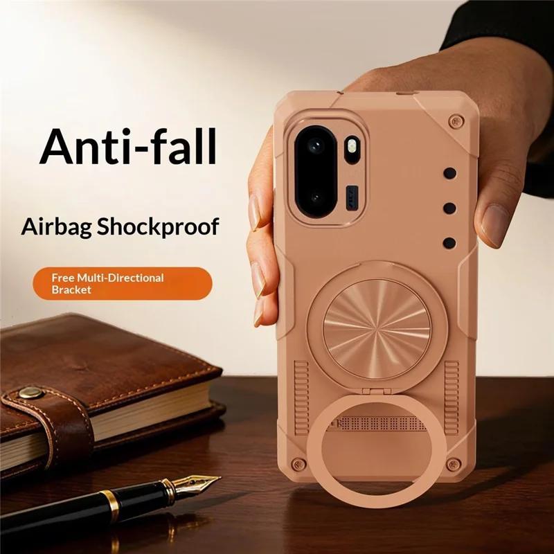 For OnePlus Ace 6 5G Magnetic Case 360° Rotating Ring Kickstand TPU Phone Cover - Black